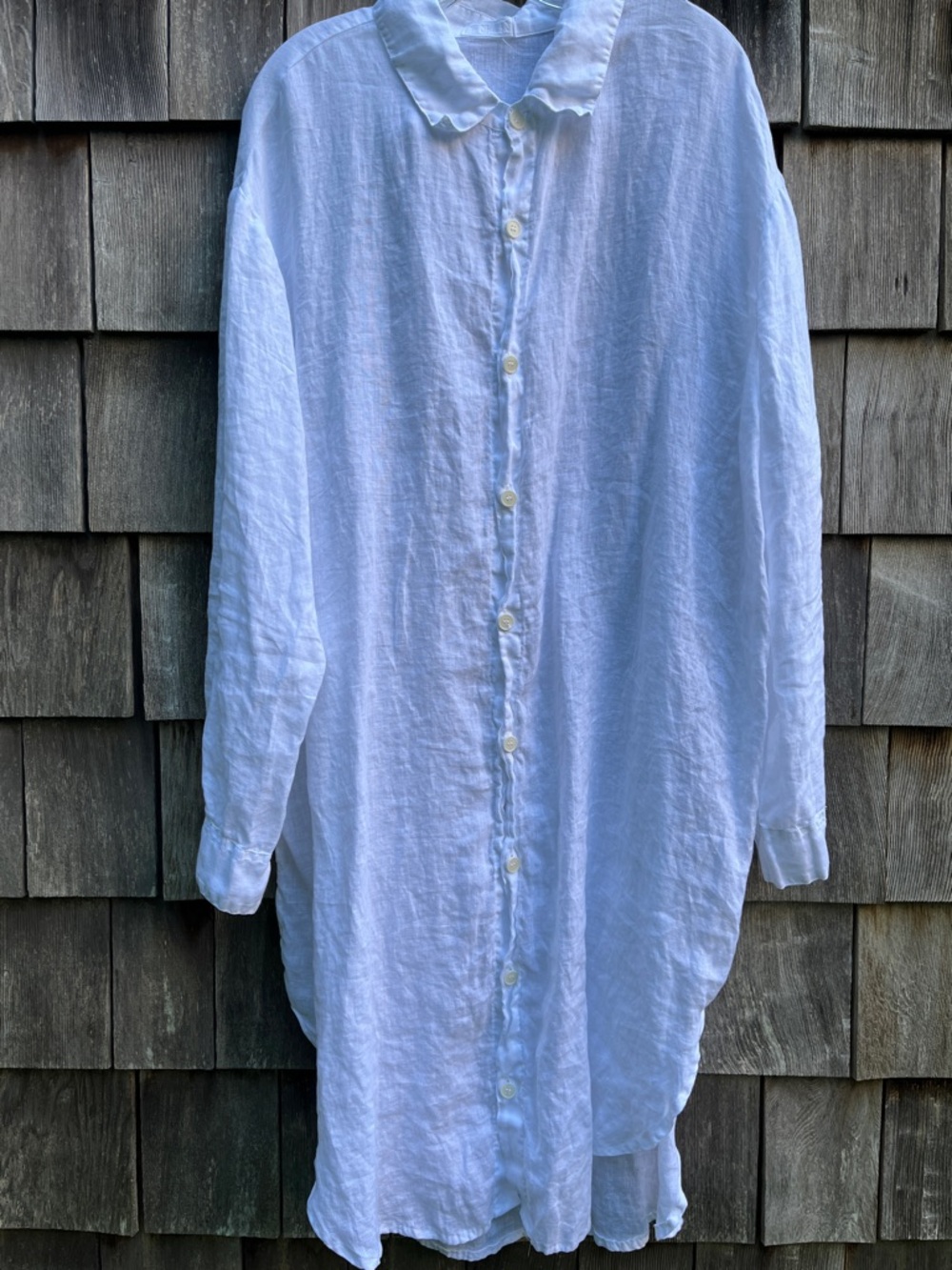 CP Shades White Long Sleeve Linen Shirt Dress Size L